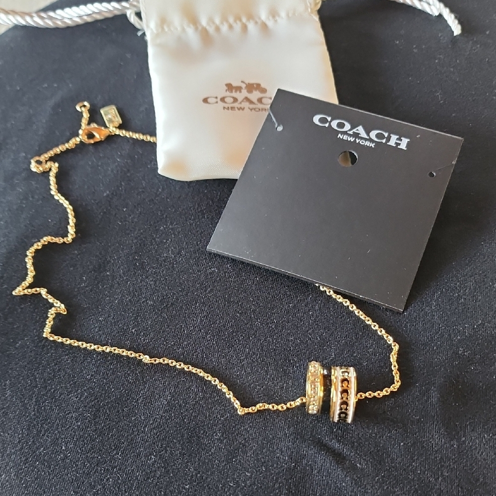 Coach Gold Necklace with Black and White Accents